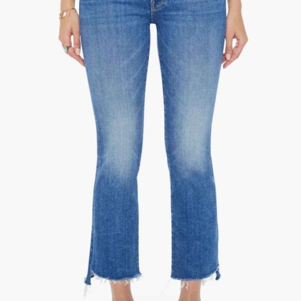 Mother Denim Insider Crop Step Fray Blue Jeans